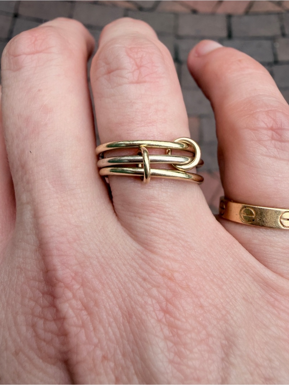 Elegant Gold Triple-Band Knot Ring - Gold